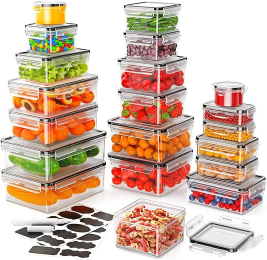 46 PCS Food Storage Containers with Lids Airtight (23 Lids &23 Containers) - Leakproof Meal-Prep Containers for Kitchen Storage