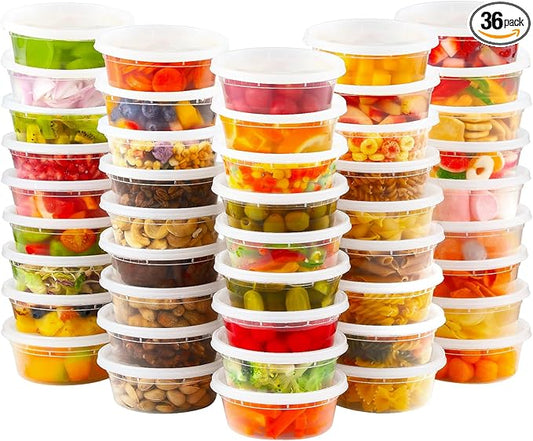 AOZITA 36 Sets 8 oz Plastic Deli Food Containers With Lids, Airtight Food Storage Containers, Freezer/Dishwasher/Microwave Safe, Soup Containers For Takeout Meal Prep Storage