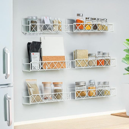Set of 6 Magnetic Spice Rack to Elevate Your Culinary Haven with The Exquisite Premium & Durable Carbon Steel for Effortless Kitchen Organization & Timeless Style