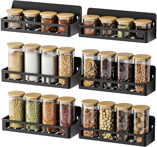 Spice Rack Organizer - 6 Pack Magnetic Fridge Organizer for Spice Jars, Heavy Duty Seasoning Rack for Kitchen Organization