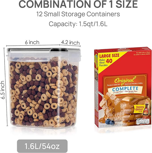 Vtopmart Airtight Food Storage Containers 12 Pieces 1.5qt / 1.6L- Plastic BPA Free Kitchen Pantry Storage Containers for Sugar, Flour and Baking Supplies - Dishwasher Safe - Include 24 Labels, Black