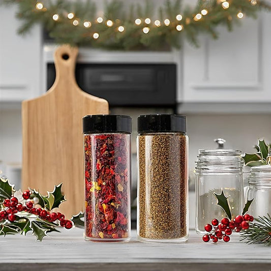 Premium Glass Spice Shakers - 16 oz Versatile Seasoning and Spice Dispenser with Sifting Lids for Popcorn, Cheese, Cinnamon, and Salt, Made in USA by JARMING COLLECTIONS (3 pack)