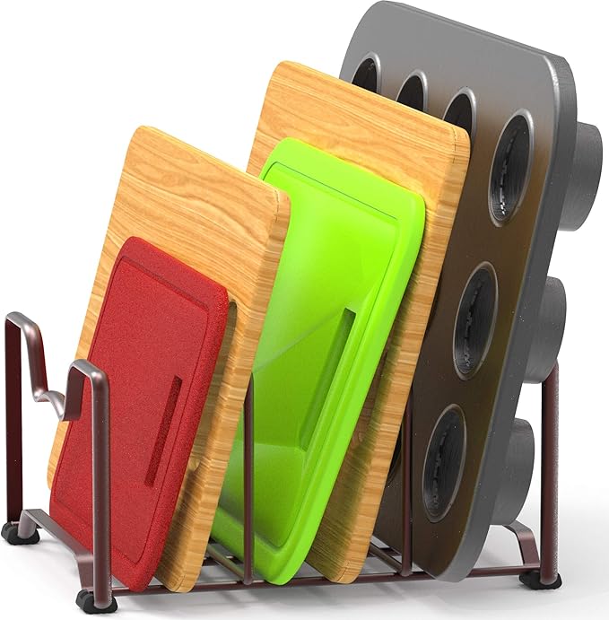 Simple Houseware Kitchen Cabinet Pantry and Bakeware Organizer Rack Holder, Bronze - 2 Pack