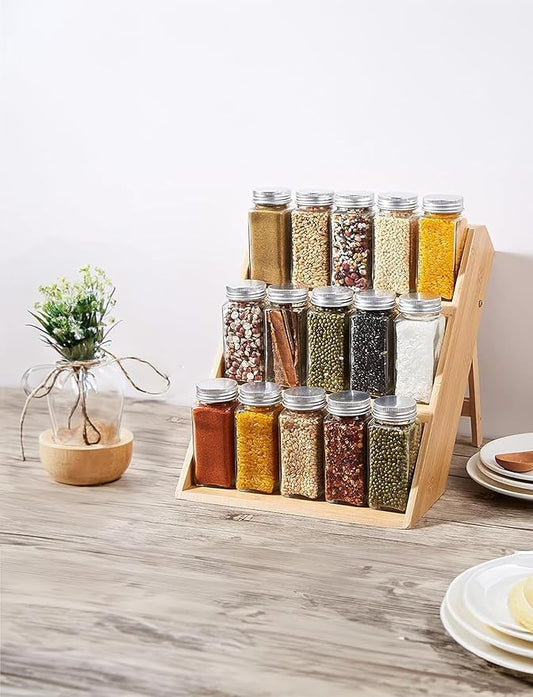 RoyalHouse Bamboo Spice Rack Organizer for Kitchen Cabinet, Countertop Display Shelf- 3 Tier Shelf -Space Organizer for Kitchen and Bathroom