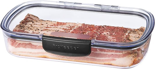 Progressive Prokeeper + Deli Storage Set: Air-Tight Silicone Sealed Containers w Grooved Bottom, Dry Erase Lid, BPA-Free, Stackable, Keeps Meats & Cheeses Fresh Longer, PKS-700C Deli 1.65L