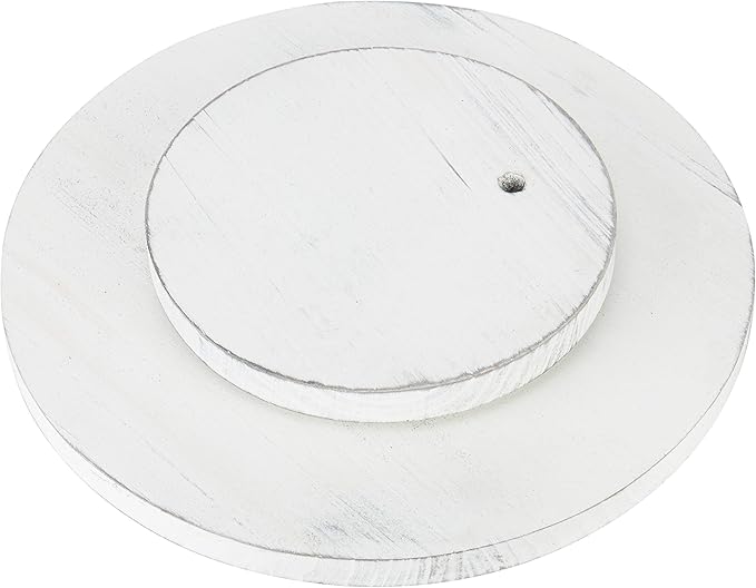 MyGift 12.8 Inch Round Vintage White Wood Lazy Susan Spinning Turntable Tray, Rotating Wooden Countertop Spice Rack, Kitchen Cabinet Organizer Home Decor