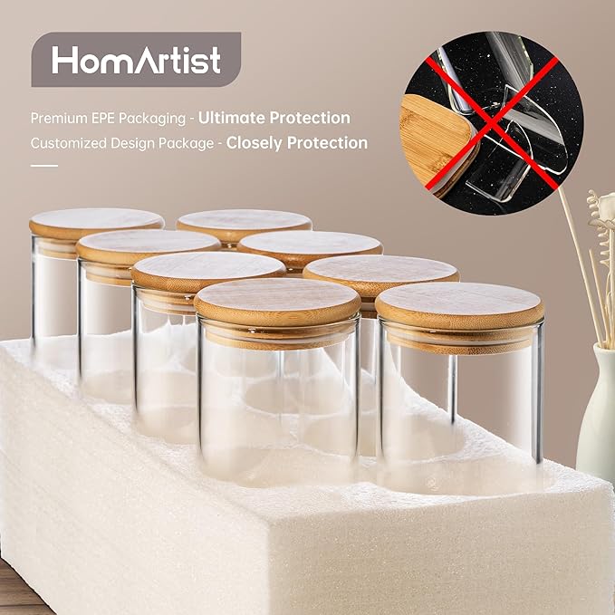 Extra Large Square Glass Flour & Sugar Storage Containers with Airtight Lids, 168oz 2 Pack Glass Jars with Bamboo Lids, Air tight Pantry Food Storage Containers for Cereal, Pasta, Rice Organizers