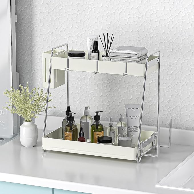 KMC Spice Rack Organizer for Cabinet, Countertop - White 13" W x 15" H x 8.6" D - Seasoning & Spice Storage, Shelf & Cabinet Organization