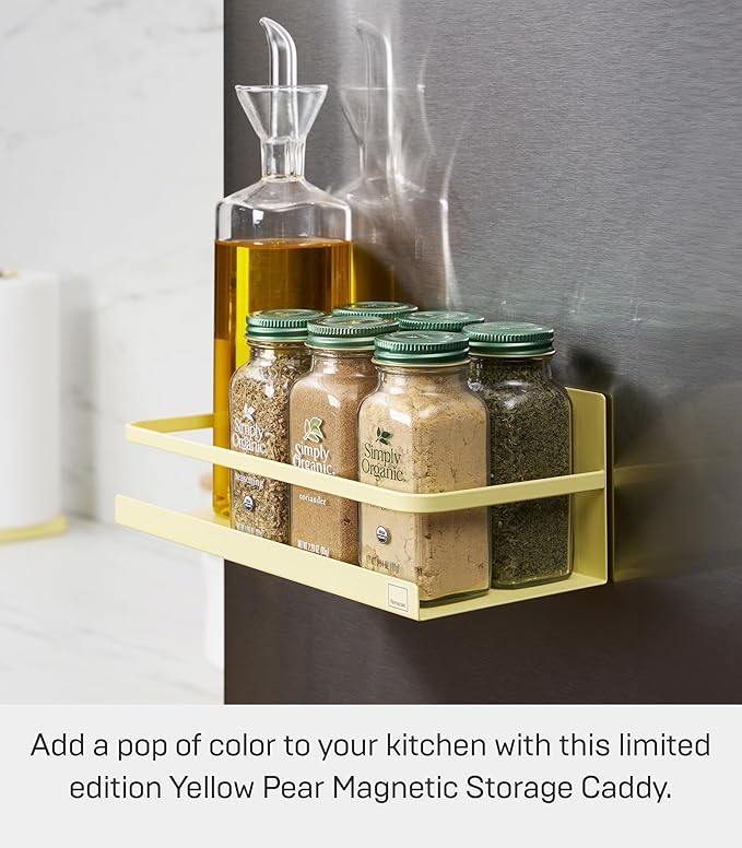 Yamazaki Home Plate Magnetic Spice Storage Rack Organizer for Fridge - Steel