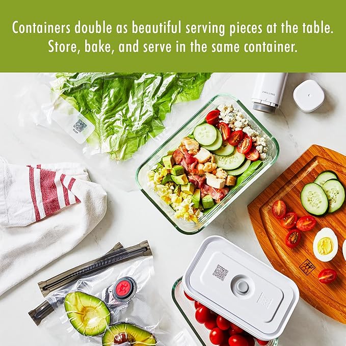 ZWILLING Fresh & Save 2-Piece Small Glass Airtight Food Storage Container, Meal Prep Container