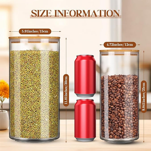 Vesici 4 Pcs Large Acrylic Storage Canister 180 oz and 93 oz Jars with Bamboo Lids Clear Acrylic Canister Unbreakable Airtight Storage Jars for Kitchen, Coffee Rice Pantry Organization