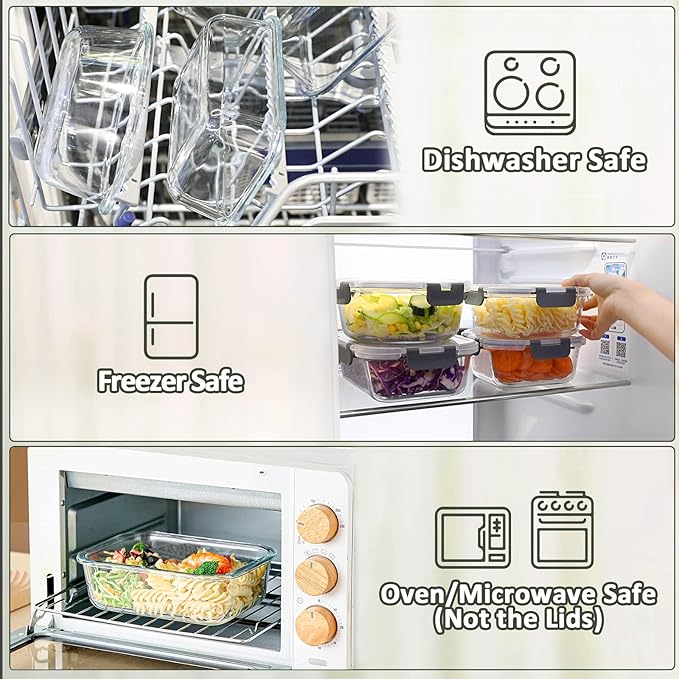 [8-Pack,30 oz]Glass Meal Prep Containers,MCIRCO Glass Food Storage Containers,Airtight Glass lunch Containers with Lids - BPA-Free Microwave, Oven, Freezer and Dishwasher, White