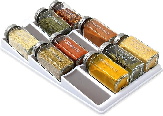 3 Tier Kitchen Spice Rack Organizer | Non-Skid Storage Tray | 15.5 x 7.75 x 1.3 inches