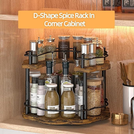 Lazy Susan Spice Rack Organizer - Rotating Turntable Height Adjustable for Kitchen Countertop Cabinet Pantry Seasoning Storage