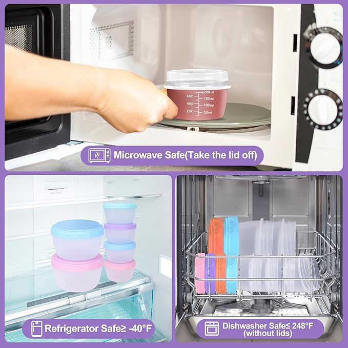 32 Piece Mixed Sized Food Storage Containers with Lids - [ 2OZ, 5OZ, 10OZ, 18OZ], Reusable BPA-Free Meal Prep Containers Set, Leak Proof Salad Dressing Container, (16 Lids &16 Containers)