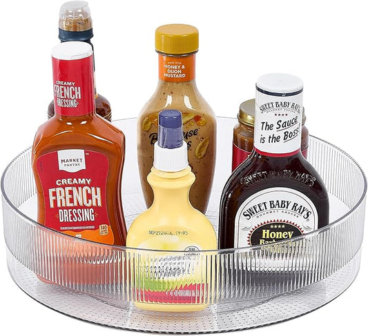 FreshKeeper Plastic Lazy Susan Organizer, Clear Pantry Lazy Susan Turntable for Cabinet and Kitchen 13’’
