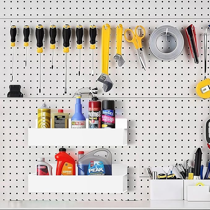 Magnetic Spice Rack Organizer for Fridge Seasoning Organizer for Kitchen storage with Screw or Adhesive Hanging,Magnetic Shelf with Hook for Refrigerator and Oven (White, 4pack)