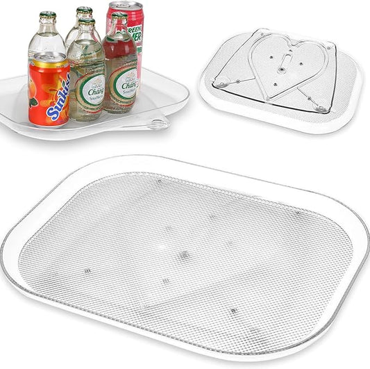 Lazy Susan Rectangle Turntable Organizer for Refrigerator,Rotating Turntable Organizer for Fridge Cabinet, Dining Table,PantryStorage, Countertop13.7 x 10.2 x 1.2 inches,Clear,1 Pack