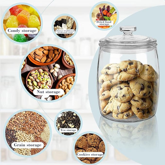 Half Gallon Glass Jars with Lid, Wide Mouth Cookie Jars Set of 2, Apothecary Jar for Candy, Glass Canisters for Kitchen Storage and Laundry Organization