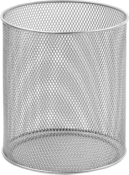 YBM Home Mesh Stainless Steel Kitchen Utensil Holder Keeps Cooking Tools & Silverware Organized and Accessible, Simple Round Cutlery Caddy Organizer for Counter, Kitchen, Table - Silver, 1 Unit 2375-1