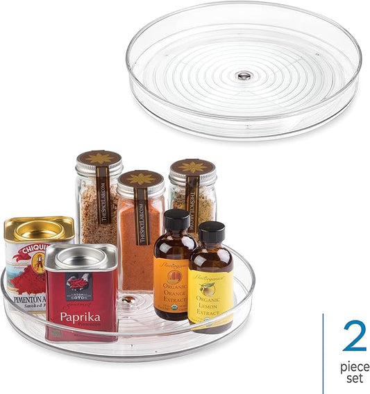 iDesign Linus Turntable, Kitchen Pantry or Countertop Organization, 9" Inch, Clear, 2 Count