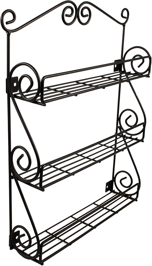 Spectrum Diversified Scroll Spice Wall Mount Rack, Black
