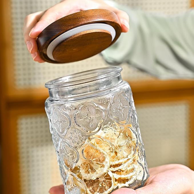 3-Pack 25oz Vintage Glass Jar With Lid, Glass Storage Containers, Airtight Kitchen Storage Containers For Sugar, Coffee, Tea, Spice, Flour, Candy Cookie, Pasta, Cereal