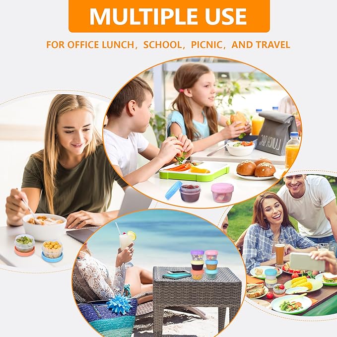12 Pack Salad Dressing Containers To Go 2.7 oz Small Condiment with Lids Reusable Bpa-Free Leakproof Dipping Sauce Cups for Snack,Kitchen Storage,Camping,Travel