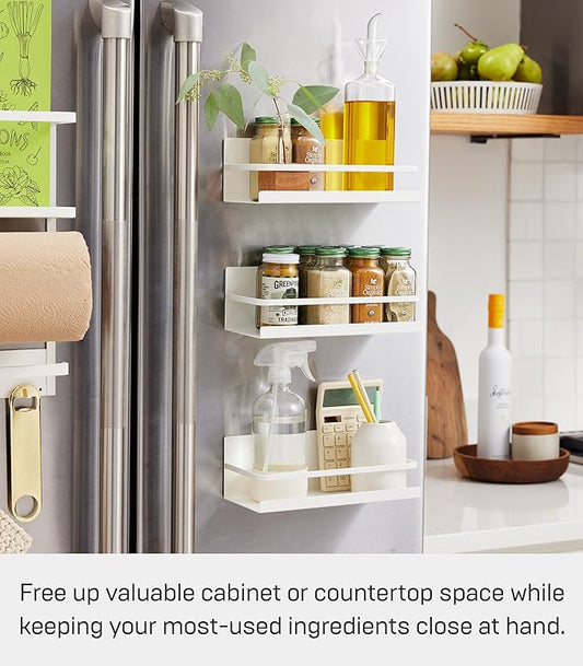 Yamazaki Home Magnetic Spice Storage Rack Organizer For Fridge - Steel
