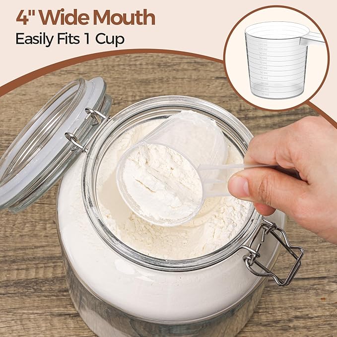 ComSaf Glass Jars with Airtight Lid 86 oz, Wide Mouth Gallon Mason Jars, Large Glass Storage Containers with Lids, Flour Sugar Storage Containers, Big Glass Canister for Rice, Oats, Pickle, Set of 2