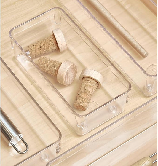iDesign Recycled Plastic Drawer Organizer Solution – 3" x 6" x 2", Clear Bin