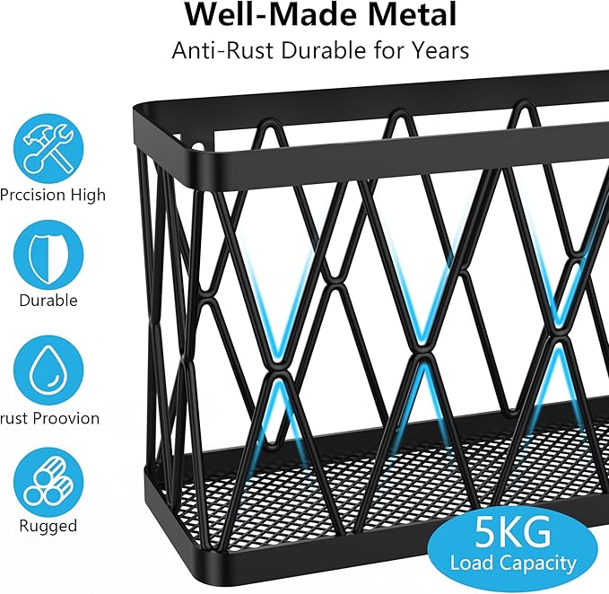 YIGII 6 Pack Cabinet Door Organizer, Wall Mounted Lid Organizer for Tupperware Kitchen RV Pantry Cabinet Storage and Organization, Heavy Duty Adhesive Wall Baskets Lid Holder Slim Stainless, Black