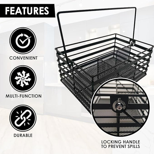 Stainless Steel Utensil Basket,Dishwasher , Flatware Basket, Kitchen, Countertop, Office, Camping, Outdoors, and Restaurants, 4-Compartment, Black