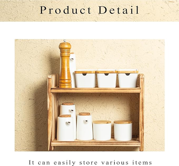 Large 2-Tier Wood Spice Rack, 15.7×7.9×12 a countertop Organizer for Kitchen and Bathroom Storage, Display of Cosmetics 2