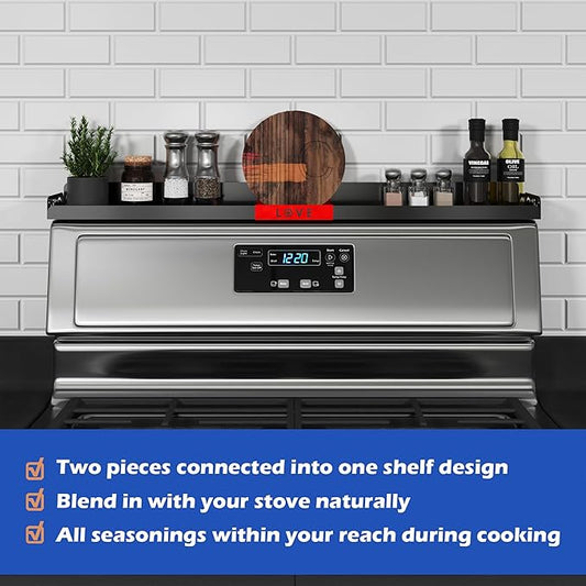 Magnetic Spice/Seasoning Shelf, 30" Length, Organizer for Stove Top & Kitchen, Black With Red Love