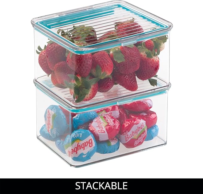 iDesign Small Food Storage Box with Airtight Seal for Kitchen or Pantry Storage - Set of 2 - Clear