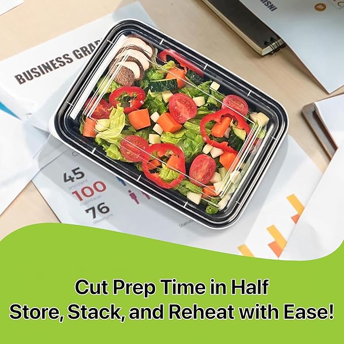 Meal Prep Containers [10 Set] 28 oz with Lids, 1 compartment, Stackable, Reusable, Leakproof, Food Safe, Microwave, Freezer & Dishwasher Safe for Food Prep Storage Bento Box (10 Set, 28 oz)
