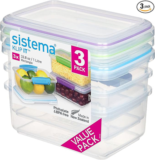 Sistema Food Storage, Polypropylene Assorted, 1L x 3