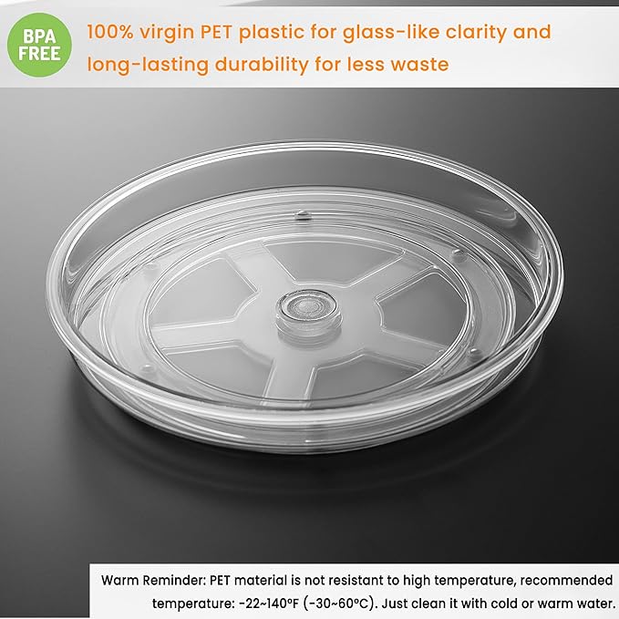 vacane 4 Pack Turntable Organizer Non-Skid, Large 13" Cabinet Lazy Susan Clear Turntable Organizer for Pantry Lazy Susan Organizer, Storage Containers for Kitchen, Countertop