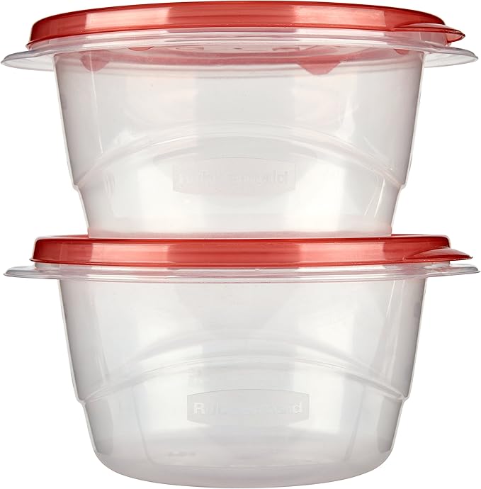 Rubbermaid TakeAlongs Small Bowl Food Storage Containers, 3.2 Cup, Tint Chili, 2 Count