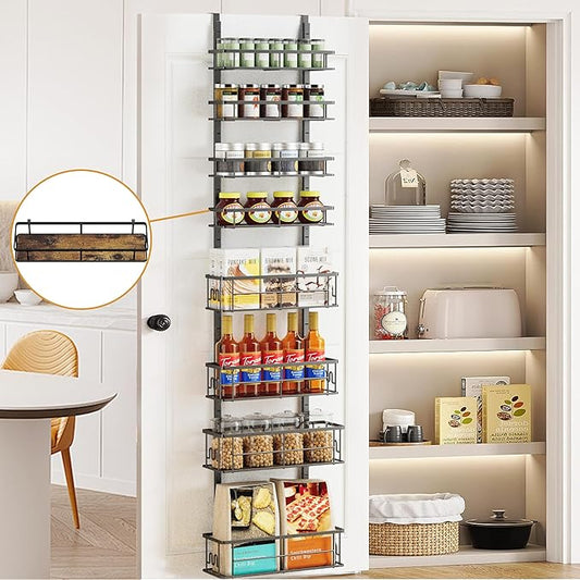 Highpro 8-Tier Over the Door Pantry Organizer, Pantry Organization and Storage Rack, Metal Hanging Spice Rack Shelves, Home & Kitchen, Closet, Laundry Room Bathroom Organization,Black