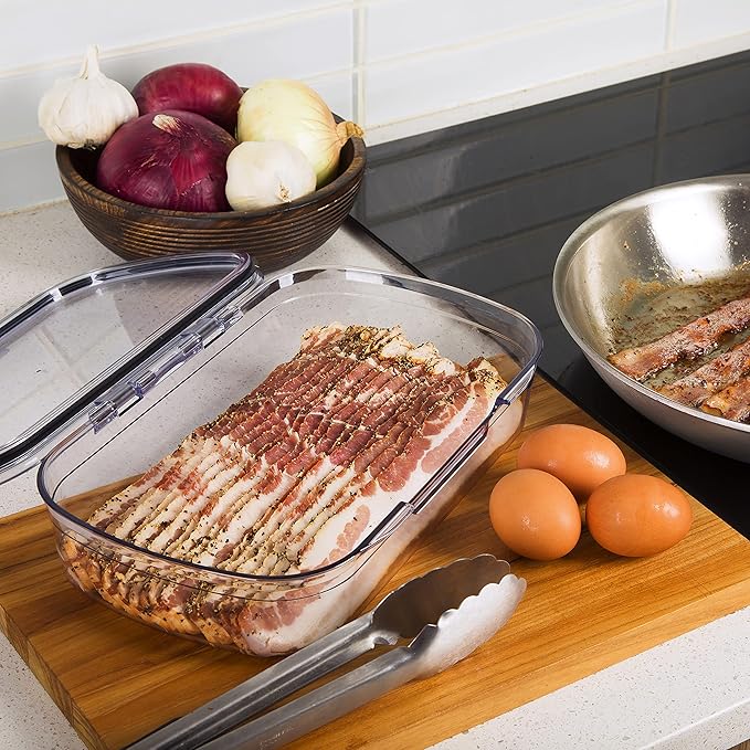 Progressive Prokeeper + Deli Storage Set: Air-Tight Silicone Sealed Containers w Grooved Bottom, Dry Erase Lid, BPA-Free, Stackable, Keeps Meats & Cheeses Fresh Longer, PKS-700C Deli 1.65L