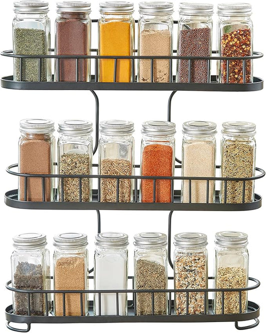 Spectrum Yumi 3-Tier Spice Rack (Black) | Dining Table & Kitchen Counter Organizer, Modern Spice Rack Stand | Yumi Collection