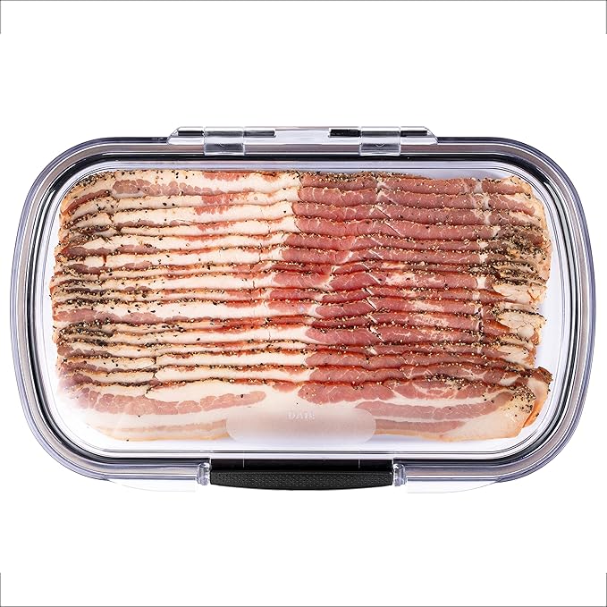 Progressive Prokeeper + Deli Storage Set: Air-Tight Silicone Sealed Containers w Grooved Bottom, Dry Erase Lid, BPA-Free, Stackable, Keeps Meats & Cheeses Fresh Longer, PKS-700C Deli 1.65L