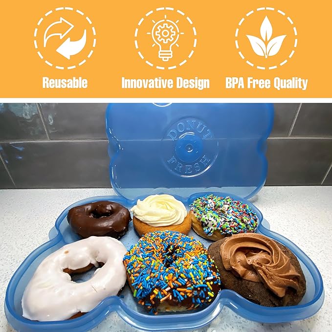 Touch Up Cup Bagel Fresh, Donut and Muffin Holder Container Storage Keeper Saver, Airtight and Reusable, BPA-Free, Holds 6 Bagels, 6 Donuts and 6 Muffins, As Seen On Shark Tank Products