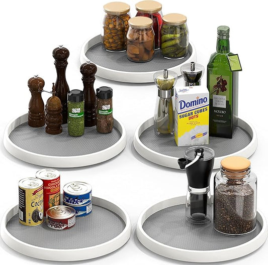 Simple Houseware 12-Inch Lazy Susan Spice Organizer Rotating Rack Tray, 5-Pack
