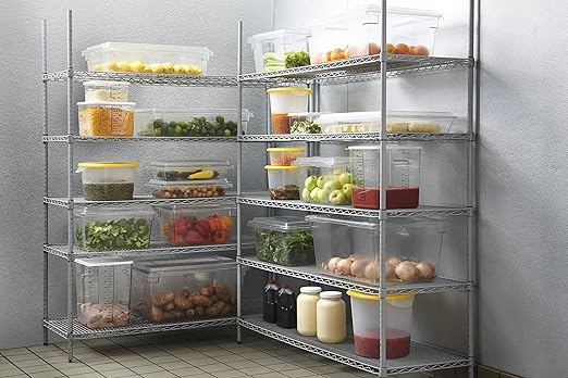 Rubbermaid Commercial Products Plastic Round Food Storage Container with Handle, 6 Quart, Clear, High Temperature Range Food Organization for Wet/Dry Food in Kitchen/Restaurants/Cafeteria, Pack of 12