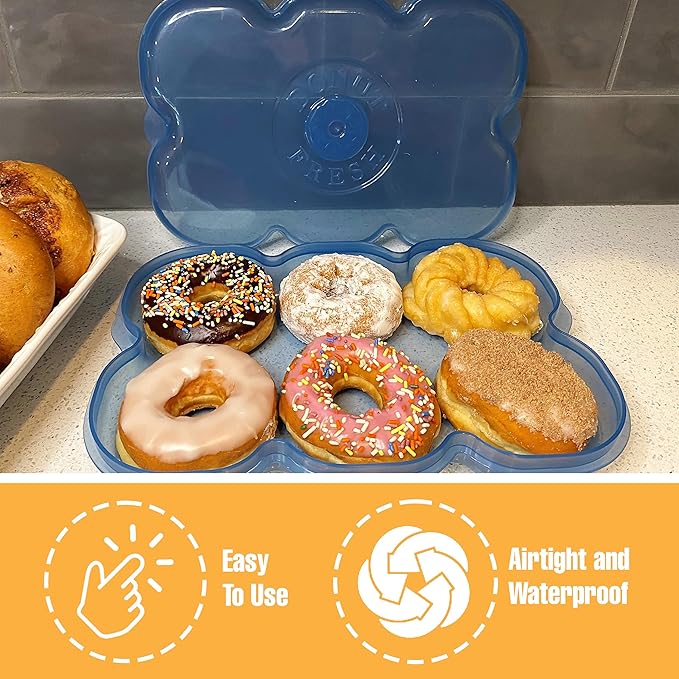 Touch Up Cup Bagel Fresh, Donut and Muffin Holder Container Storage Keeper Saver, Airtight and Reusable, BPA-Free, Holds 6 Bagels, 6 Donuts and 6 Muffins, As Seen On Shark Tank Products
