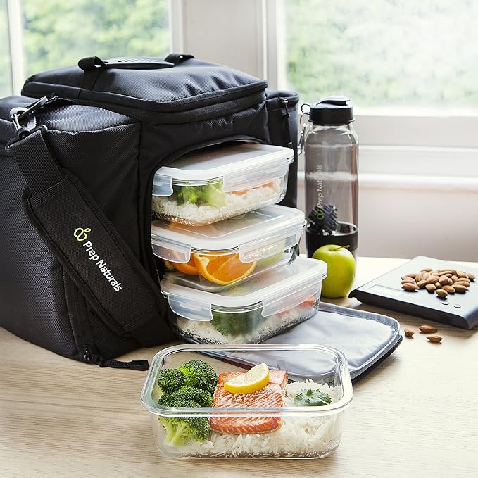 PrepNaturals 5 Pack 36 Oz Glass Meal Prep Containers - Dishwasher Microwave Freezer Oven Safe - Glass Storage Containers with Lids