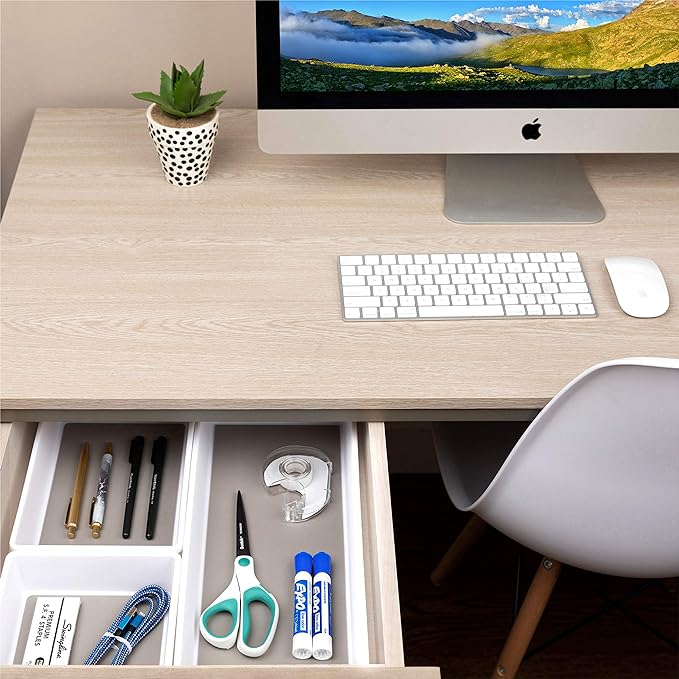 Drawer Organizers 3-Size | Kitchen, Desk, Junk Drawer Organization & Storage Tray [6 Pcs]